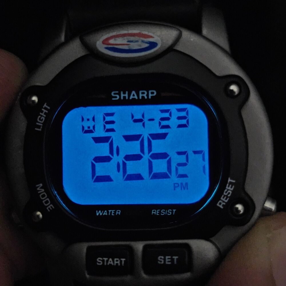 VTG Sharp Men's Digital Watch 40MM Large Gray Case Black Canvas Band New Battery - Picture 6 of 13